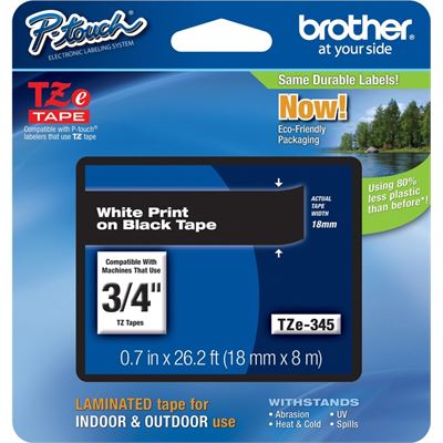 BROTHER TZE-345 - 18 mm White on black tape BROTHER — view 2