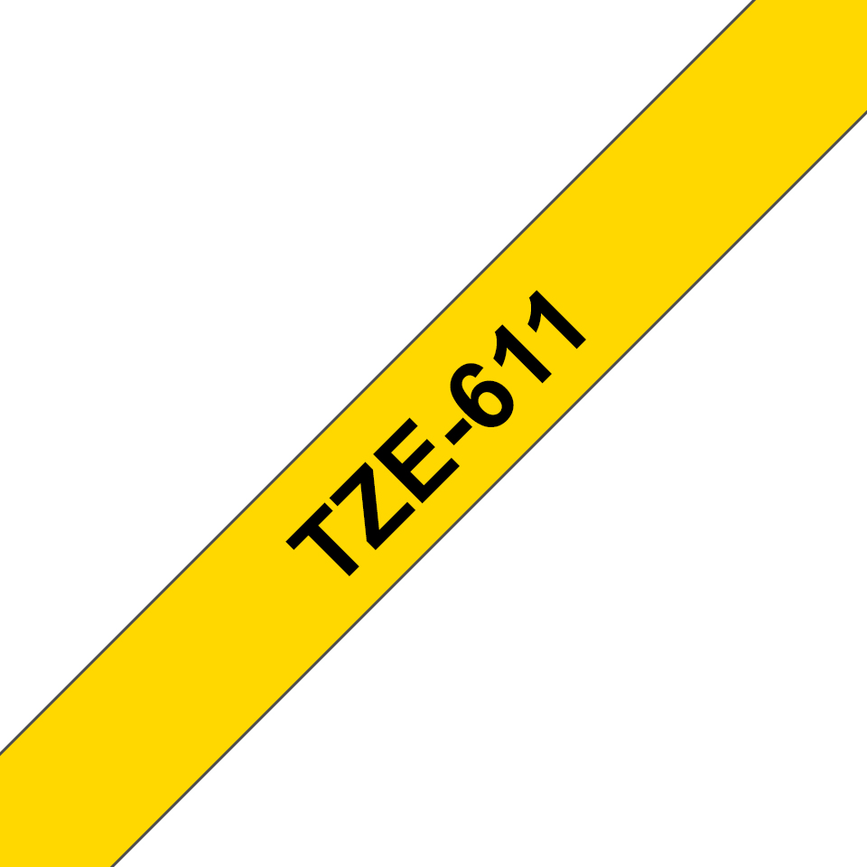 BROTHER TZE-611 - 6 mm Black-Yellow BROTHER — view 2