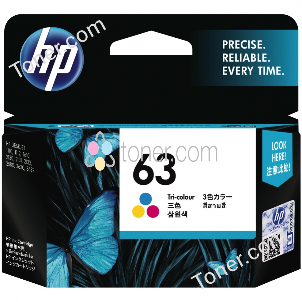 HP 63 TRI-COLOR INK CART F6U61AA HP — view 2