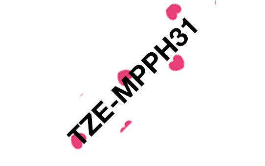 BROTHER TZEMPPH31 12MM BLACK ON PINK HEARTS TAPE BROTHER — view 2
