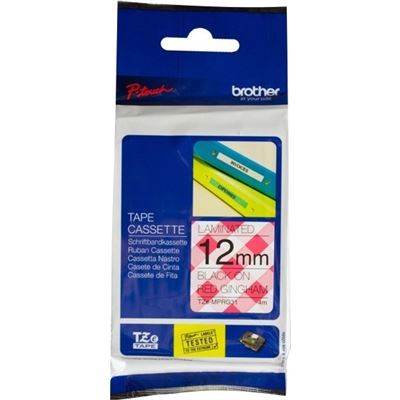 BROTHER PTOUCH BLACK ON RED GINGHAM TAPE 12MM BROTHER — view 2
