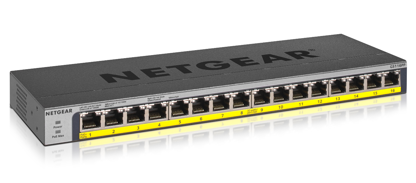 NETGEAR GS116PP 16-PORT POE/POE+ UNMNGD SWITCH NETGEAR — view 2