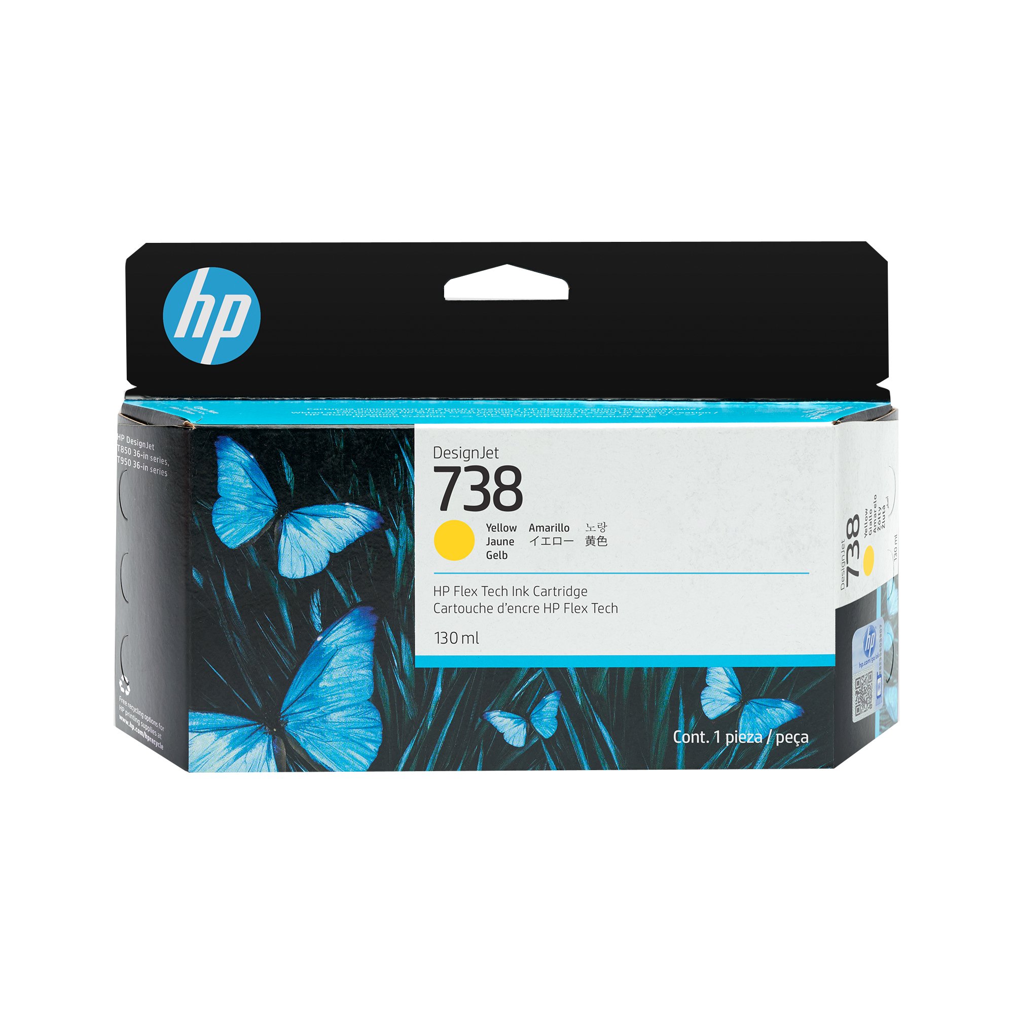HP 738 130-ml Yellow DesignJet Ink Cartridg HP — view 2