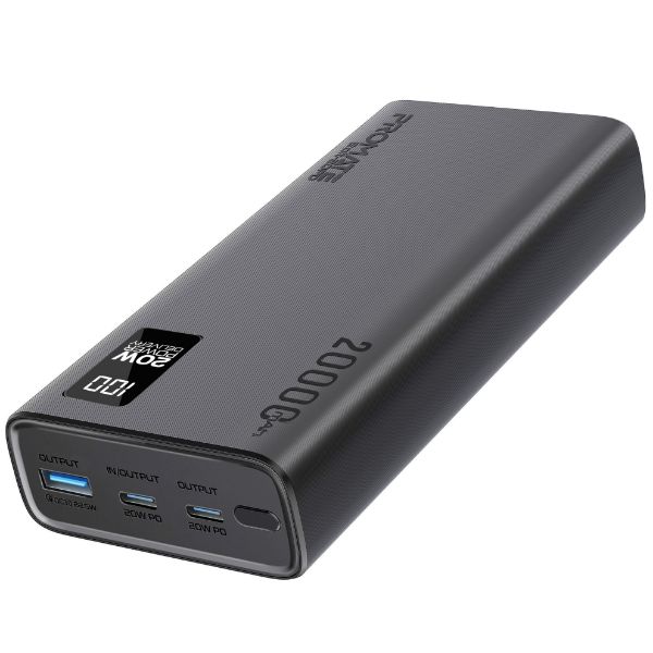 20000mAh Super Slim Smart Charging Power Bank 20W Dual USB-C & 1x 22.5W USB-A QC 3.0 Promate — view 2