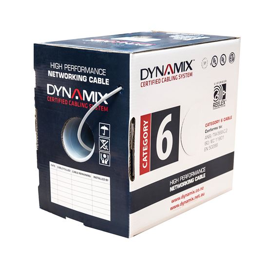 DYNAMIX 305m Cat6 White UTP SOLID Cable Roll, 250MHz, 24AWGx4P. Dynamix — view 2