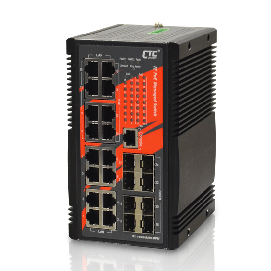 CTC UNION 16 Port Gigabit Managed PoE+ Switch. 8x Gbe SFP, 8x PoE+ CTCunion — view 2