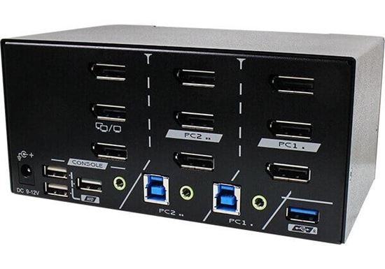 REXTRON 2 Ports 8K Triple Monitor DisplayPort 1.4 KVM Switch With Rextron — view 2