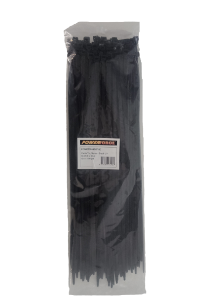 8 X 550mm Black UV Cable Ties Ties Pack Of 100 80kgs Tensile Strength POWERFORCE — view 2