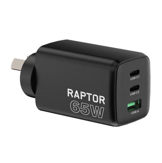 Raptor 65W GaN Charger 2x USB-C 1x USB-A Charging Ports Jackson — view 2