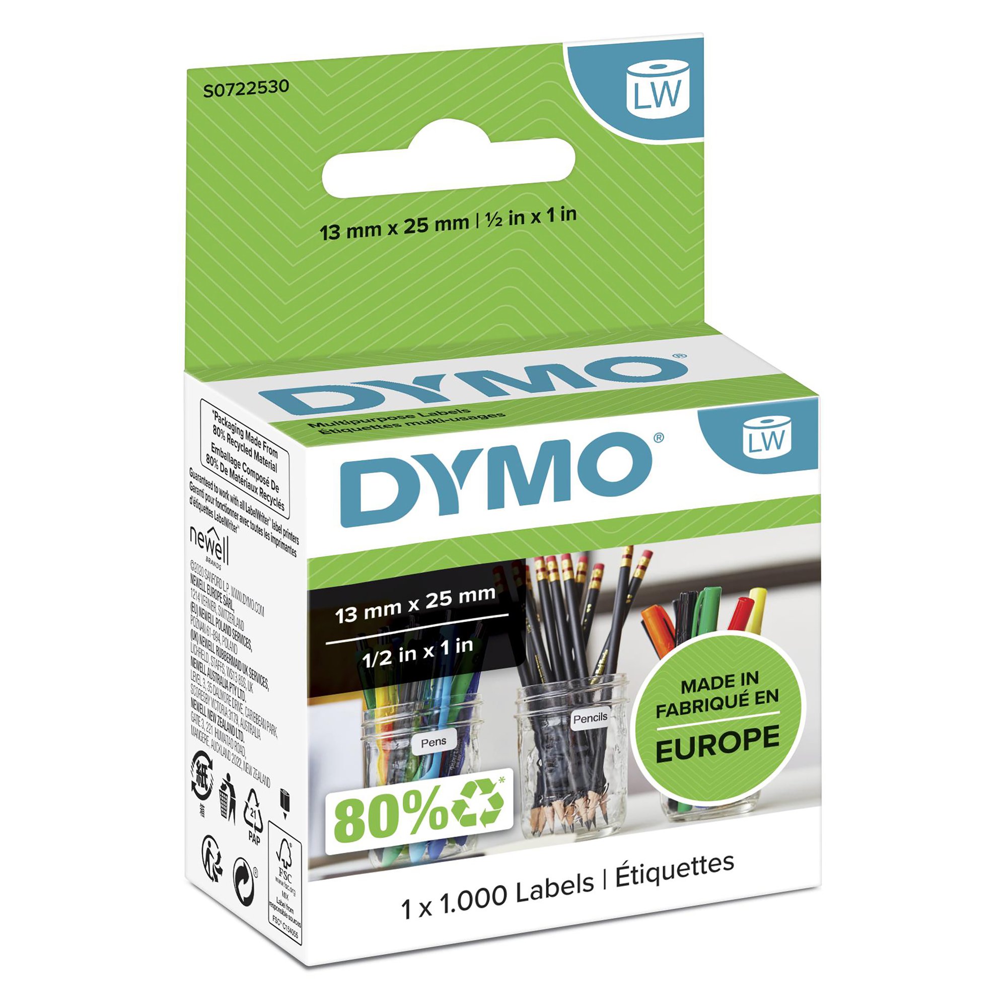 DYMO Genuine LabelWriter Multi Purpose 2 Up Labels  13mm x 25mm Dymo — view 2