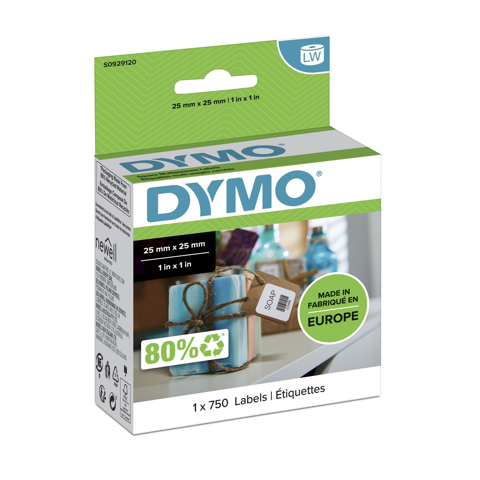 DYMO Genuine LabelWriter Multi Purpose labels,  25mm x 25mm, Dymo — view 2