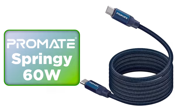 1.2m USB-C To USB-C Cable Self Organising Auto Untangle Supports 60W Power Delivery PROMATE — view 2