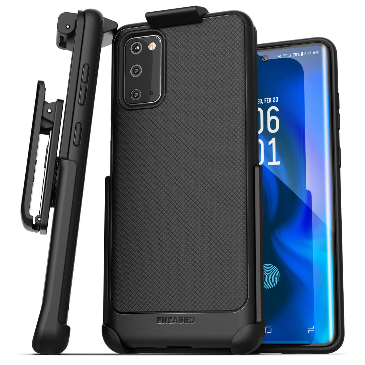 Thin Armor Belt Clip Case for Samsung Galaxy S20 - Black Encased — view 2