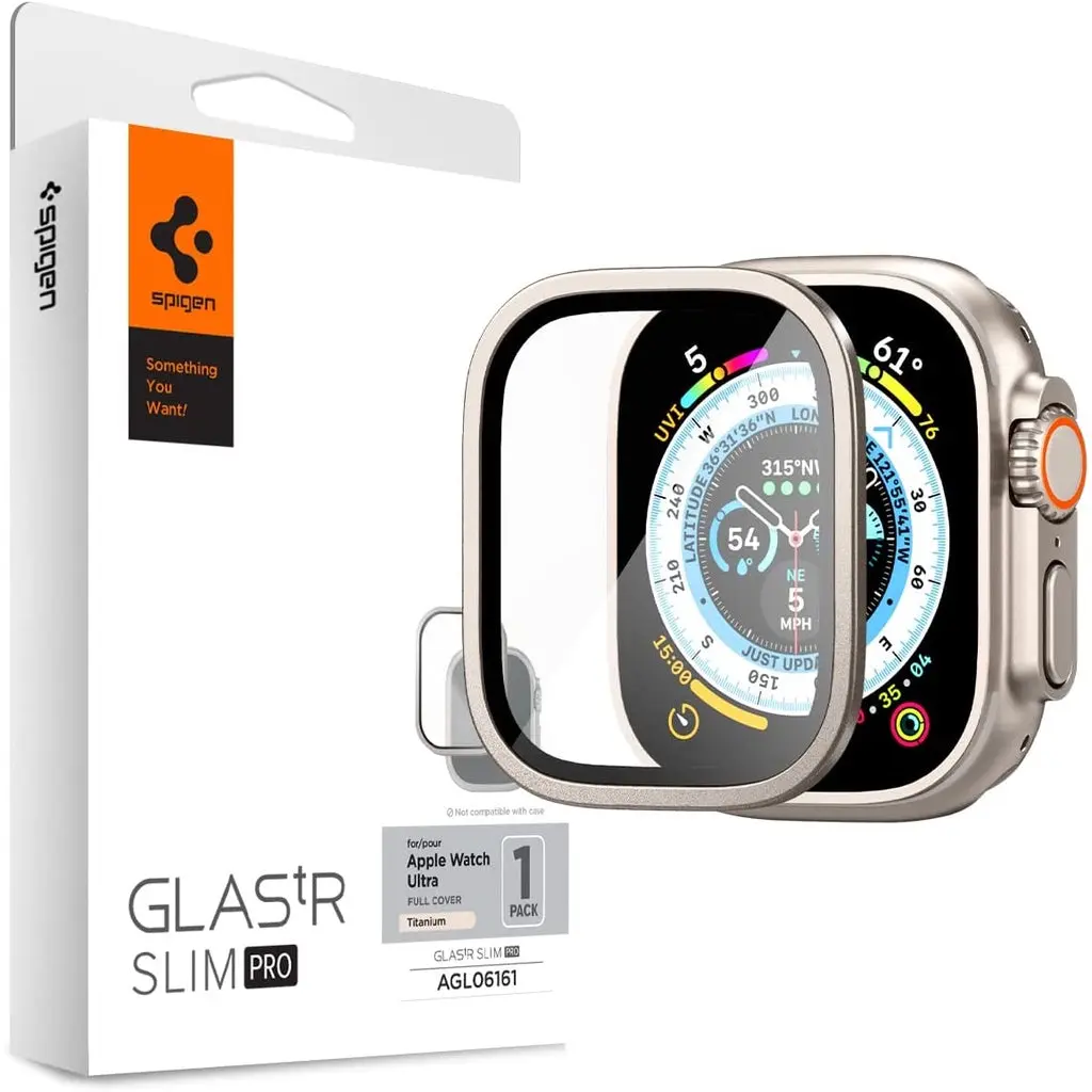 Tempered Glass Screen Protector with Alloy Tray for Apple Watch Ultra - Titanium Spigen — view 2