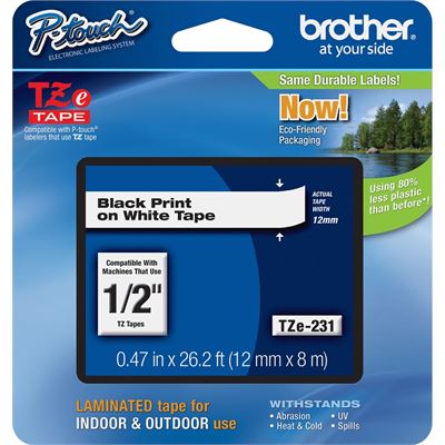 Brother TZe-231 12mm x 8m Black on White Tape Brother — view 2
