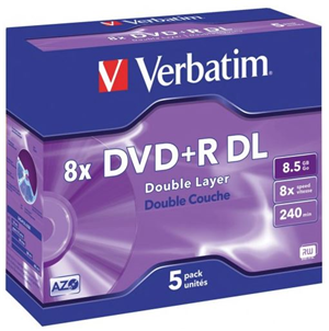 Verbatim DVD+R DL 8.5GB 10x 5 Pack with Jewel Cases Verbatim — view 2