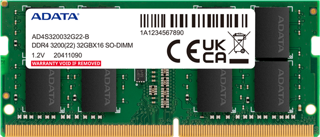 ADATA 32GB DDR4-3200 2048x8 SODIMM Lifetime wty Adata — view 2