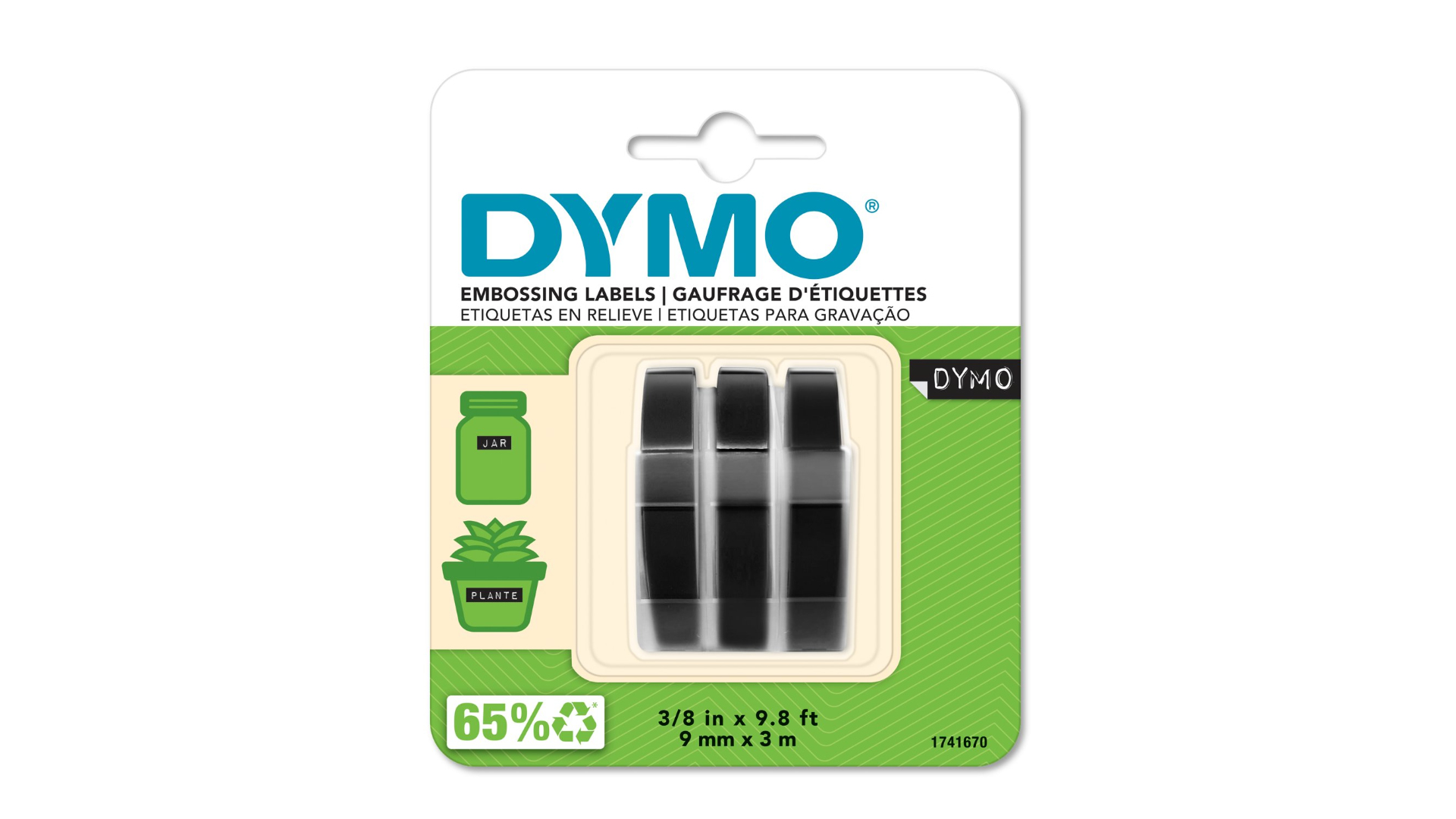 Dymo Emb Tape 3pk Blk 9mm x 3m Dymo — view 3