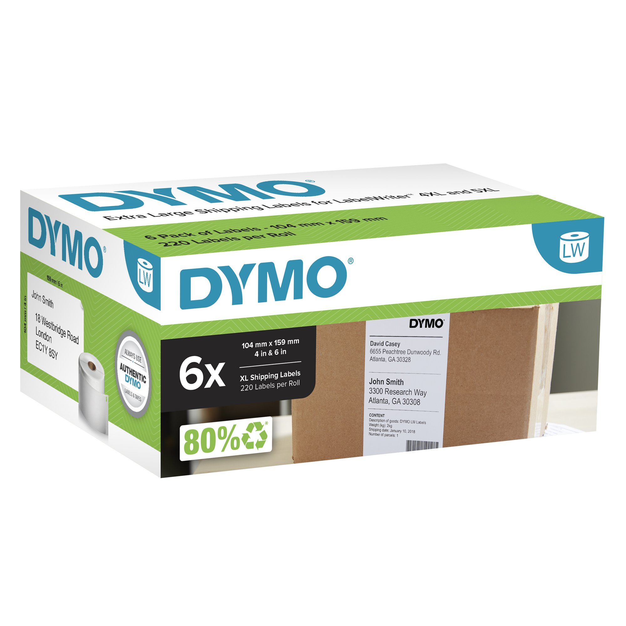 DY LW Shp Lbl 104x159mm Pk6 Dymo — view 2