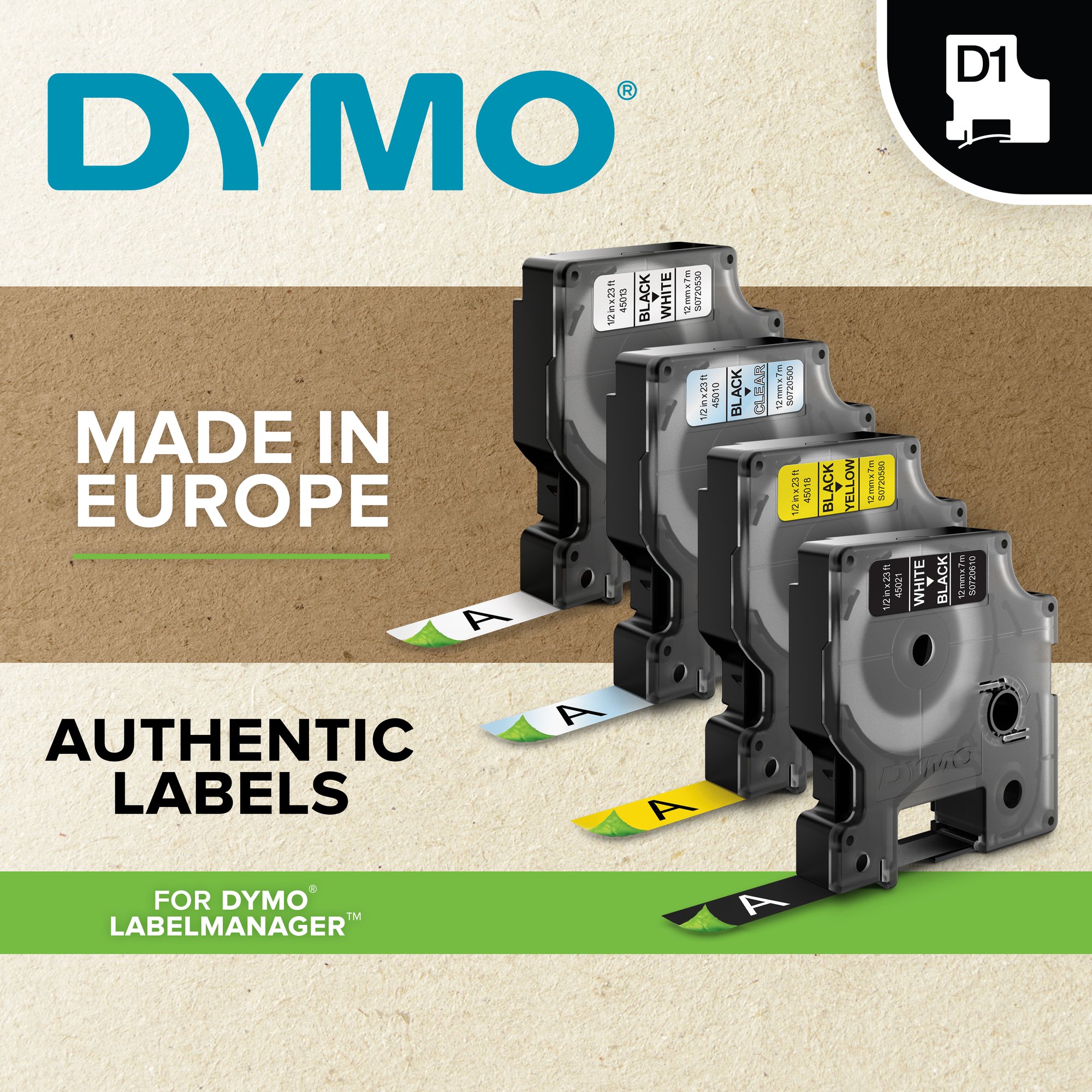Dymo Wht on Blk 12mmx7m Tape Dymo — view 6