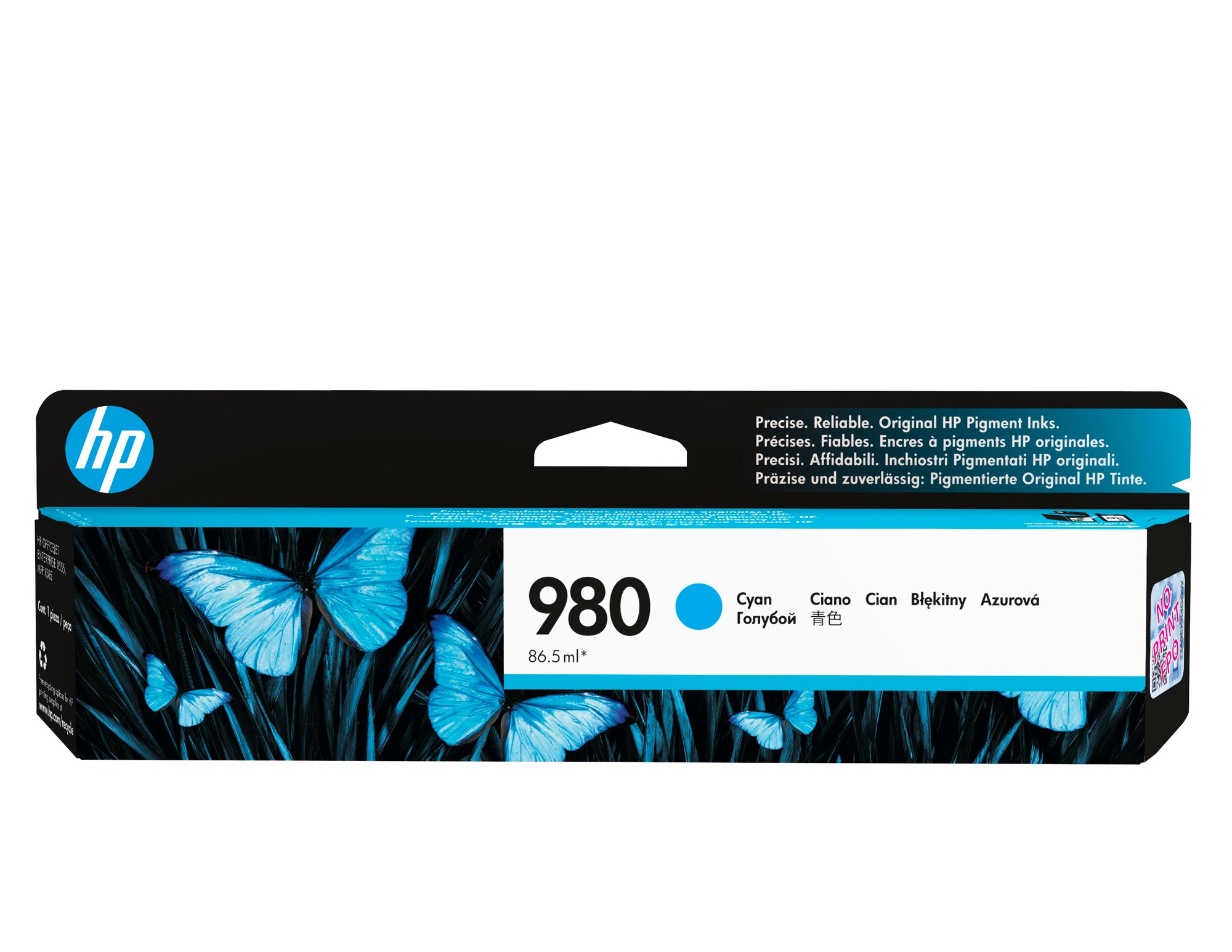 HP #980 Cyan Ink Cart D8J07A HP — view 2