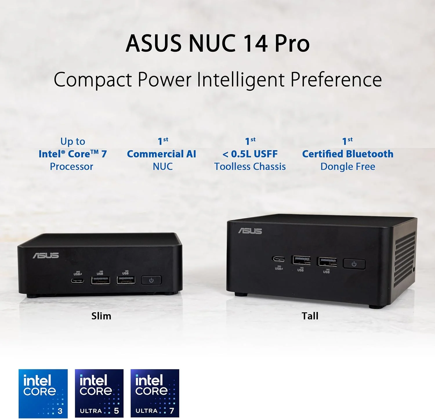 ASUS NUC 14 Pro Slim Barebones Kit Intel Core Ultra 5 125H 28W 2 X SODIMM DDR5 5600 Slot 1 X M.2 Slot WIFI 6E Bluetooth 3YR Wty Asus — view 2